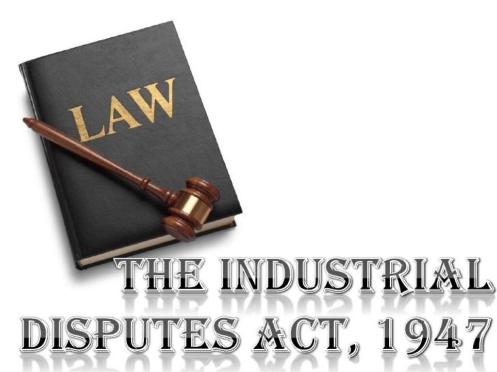 The Industrial Disputes Act in India regulates labor-management relations, addressing disputes, ensuring workers' rights.