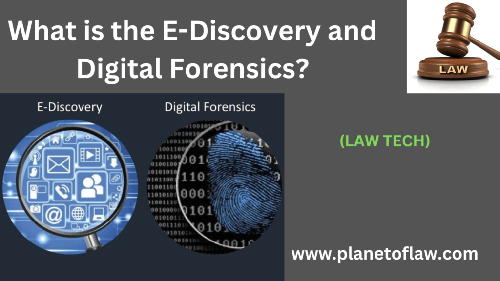 E-Discovery & Digital Forensics are two, preservation, analysis, presentation of electronic evidence, investigative contexts.